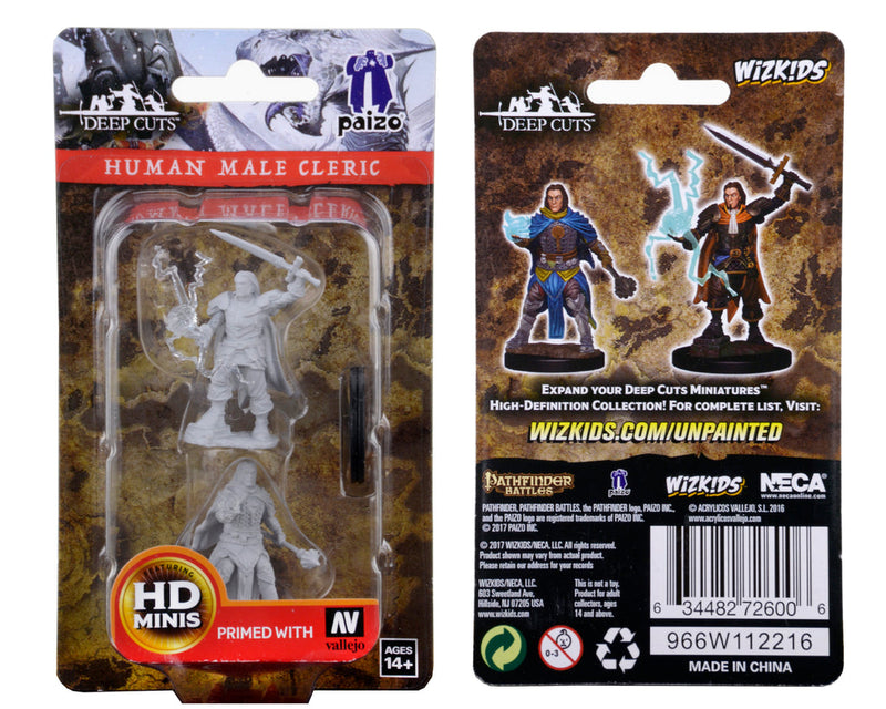 Pathfinder Deep Cuts Unpainted Miniatures: W01 Human Male Cleric from WizKids image 4