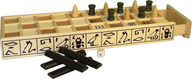 Senet: Wood Senet with Playing Sticks and Die