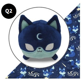 Plushie Tote Bag: Dark Blue Moon Foxes Tote Bag + Dark Blue Moon Fox Plushie