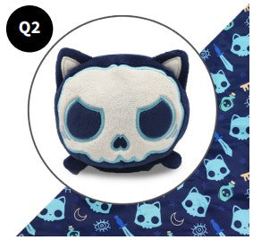 Plushie Tote Bag: Dark Blue Skulls Tote Bag + Dark Blue Skull Cat Plushie