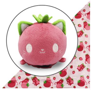 Plushie Tote Bag: Pink Strawberry Cats Tote Bag + Pink Strawberry Cat Plushie