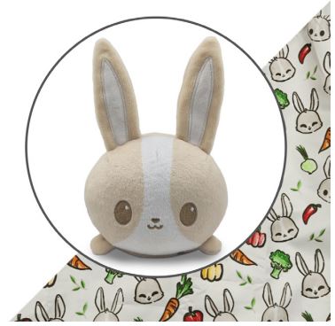 Plushie Tote Bag: Light Brown Bunnies & Veggies Tote Bag + Light Brown Bunny Plushie.