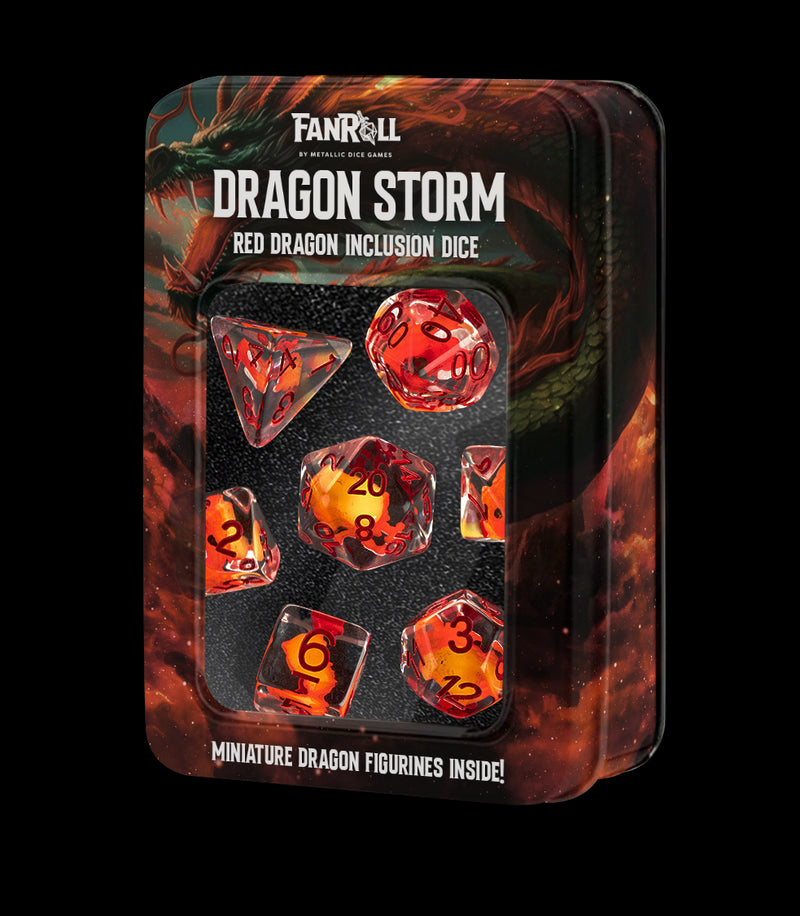 Dragon Storm Inclusion Resin Dice Set: Red Dragon (7)