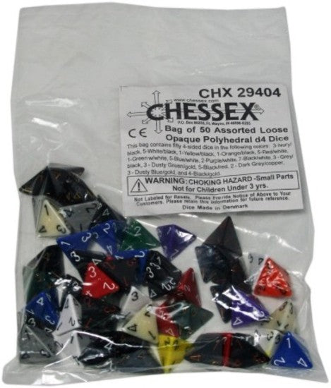 Opaque: D4 Poly Assorted Bag of Dice (50)