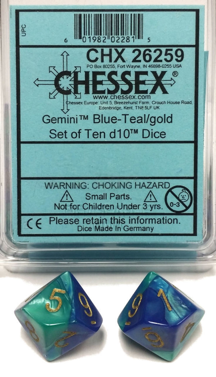 Gemini 7: Poly D10 Blue/Teal/Gold (10)