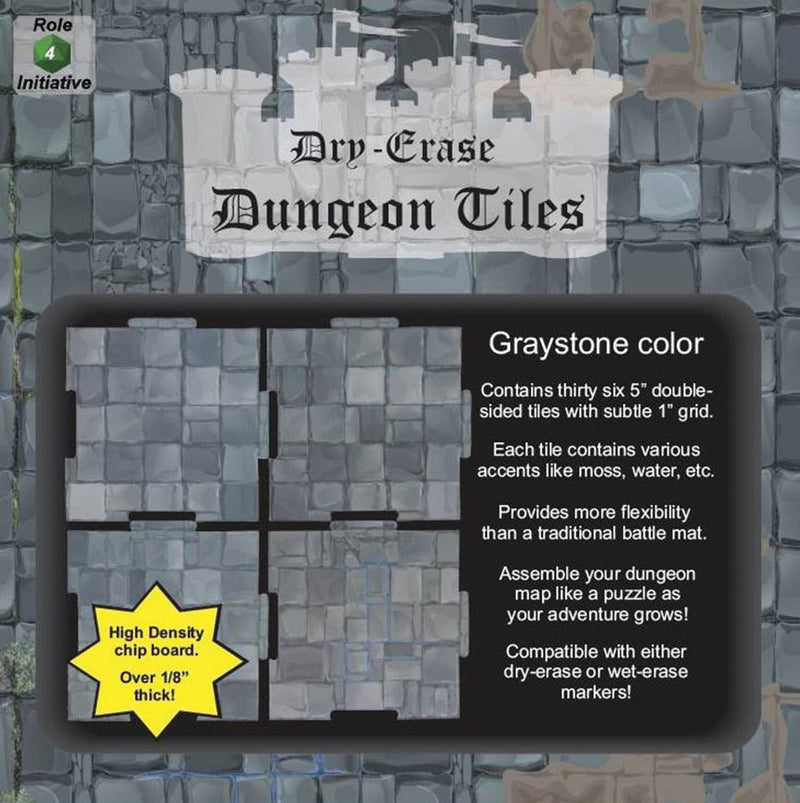 Dry Erase Dungeon Tiles: Graystone - Combo Pack of 5 Ten Inch and 16 Five Inch Squares