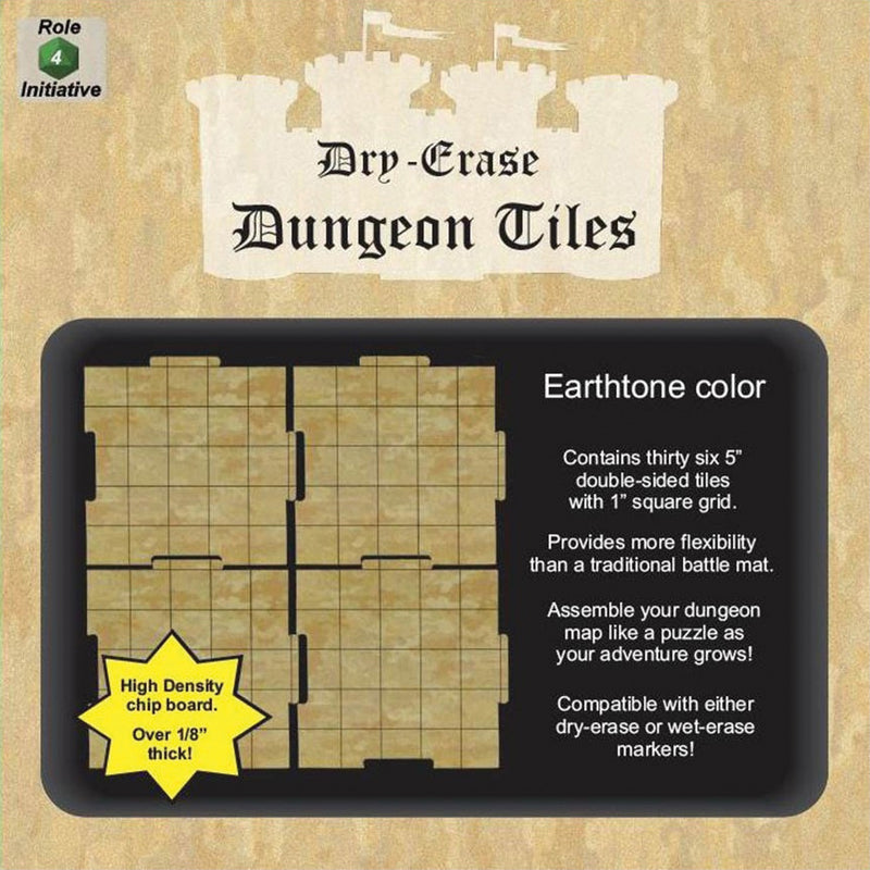 Dry Erase Dungeon Tiles: Earthtone - Pack of 36 Five Inch Squares