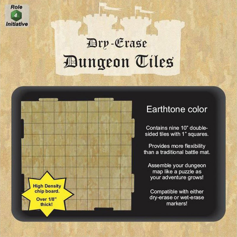 Dry Erase Dungeon Tiles: Earthtone - Pack of 9 Ten Inch Squares