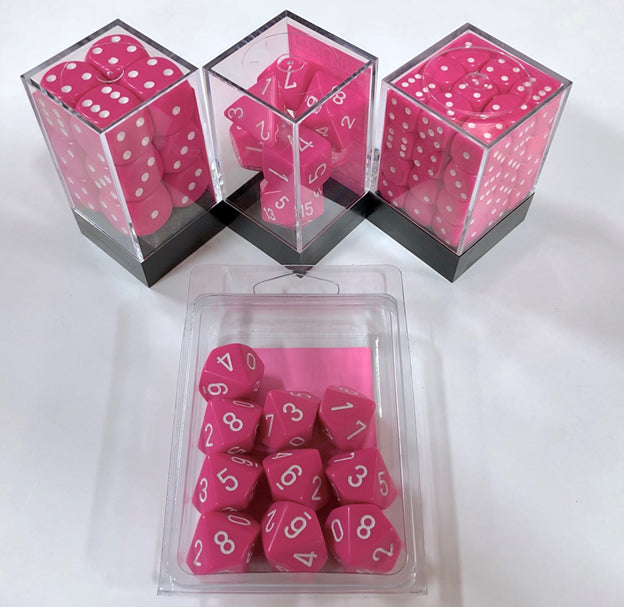 Opaque: 16mm D6 Pink/ White (12)