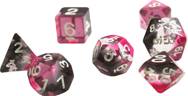 RPG Dice Set (7): Pink Clear Black Resin