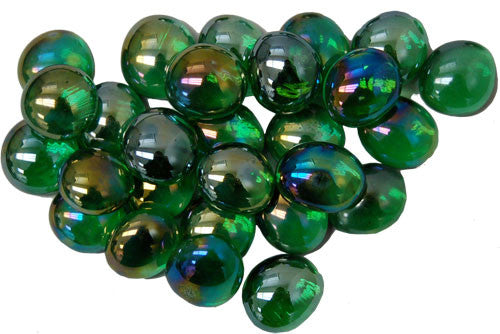 Crystal Green Iridized Glass Stones in 5.5' Tube (40)