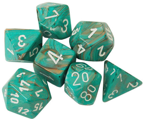 Dice Menagerie 10: Poly Marble Oxi Copper/White (7)
