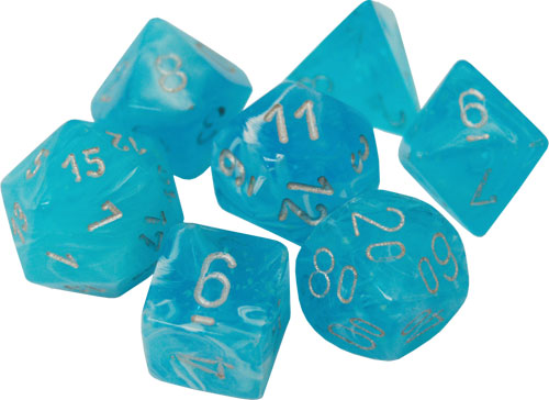 Dice Menagerie 10: Luminary Poly Sky/Silver (7)