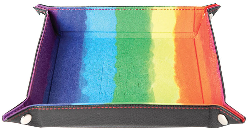 Velvet Folding Dice Tray with Leather Backing: 10' x 10' Watercolor Rainbow