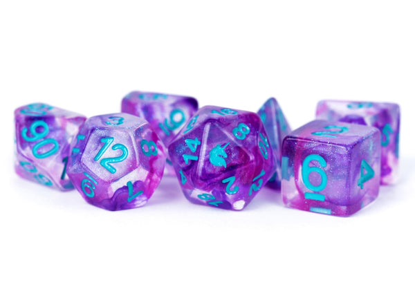 Unicorn Resin 16mm Polyhedral Dice Set: Violet Infusion (7)