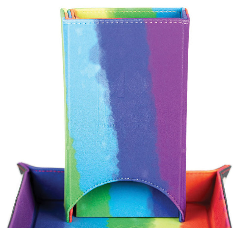 Fold Up Velvet Dice Tower: Watercolor Rainbow
