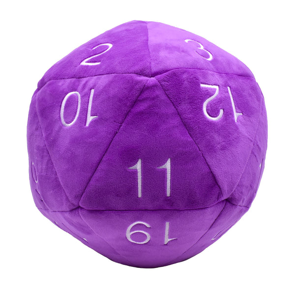 Jumbo D20 Novelty Dice Plush: Purple with White Numbering