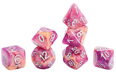 Aether Dice: Rasberry and Cream (7 Polyhedral Dice Set)