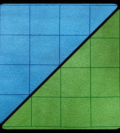 Battlemat: 1in Reversible Blue-Green Squares (23.5in x 26in Playing Surface)