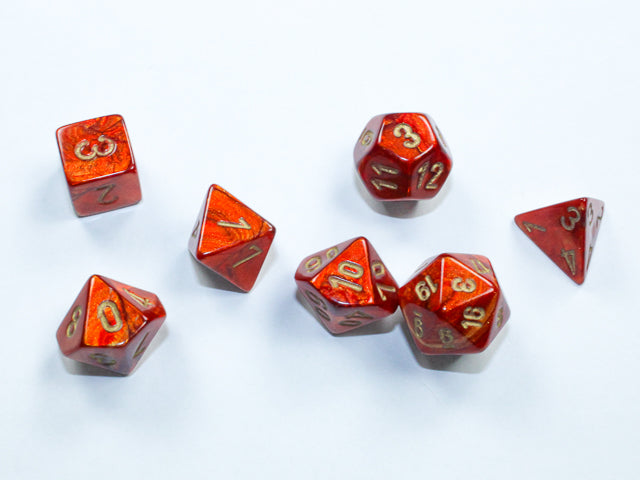 Scarab: Mini-Polyhedral Scarlet/gold 7-Die Set