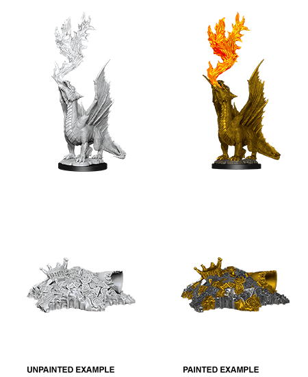 Dungeons & Dragons Nolzur's Marvelous Unpainted Miniatures: W11 Gold Dragon Wyrmling & Small Treasure Pile from WizKids image 16