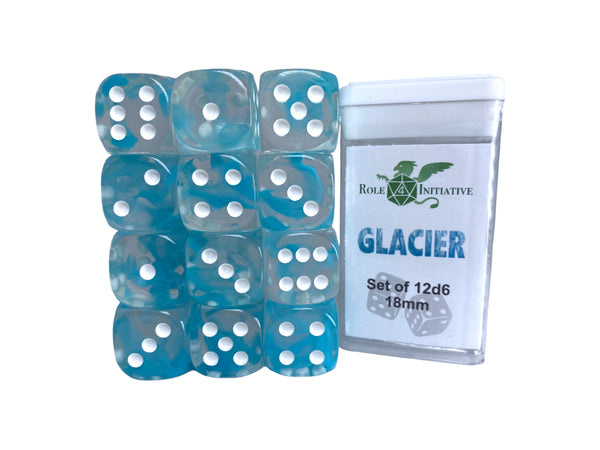 D6 Dice Set: Diffusion Glacier - Set of 12d6 (18mm)