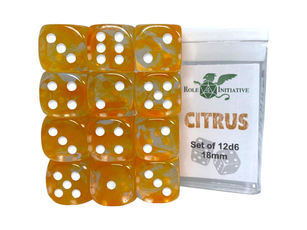 D6 Dice Set: Diffusion Citrus - Set of 12d6 (18mm)