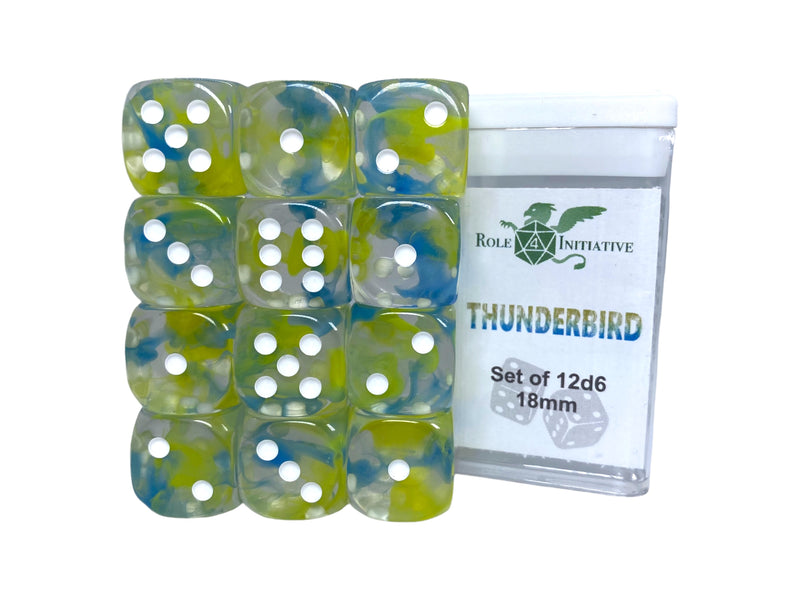 D6 Dice Set: Diffusion Thunderbird - Set of 12d6 (18mm)