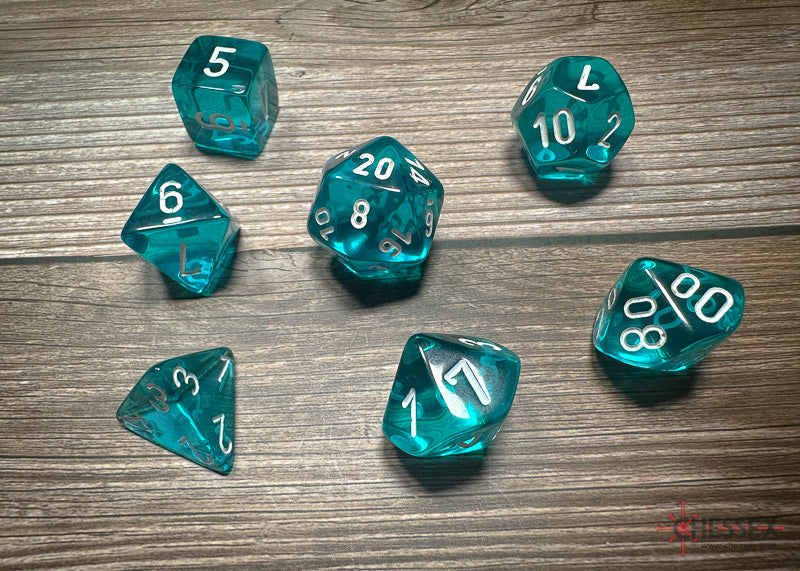 Translucent: Poly Teal/White (7) Revised from Chessex image 1