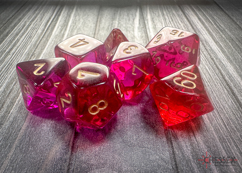 Gemini: Poly Translucent Red-Violet/gold 7-Die Set from Chessex image 2