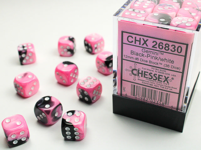 Gemini 2: 12mm D6 Black Pink/White (36) from Chessex image 1