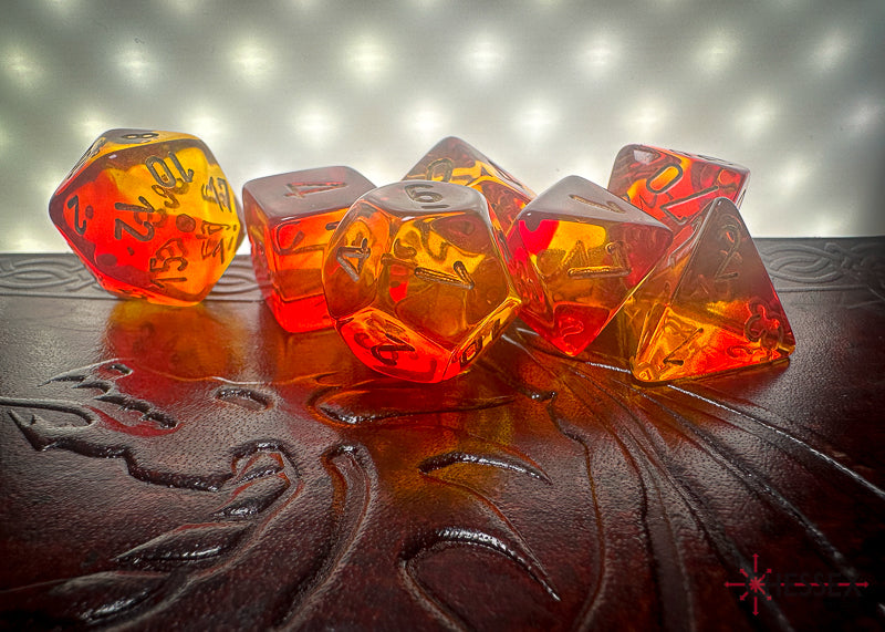 Gemini: Poly Translucent Red-Yellow/gold 7-Die Set from Chessex image 4