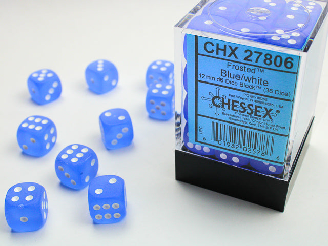 Frosted: 12mm D6 Blue/White (36) from Chessex image 1