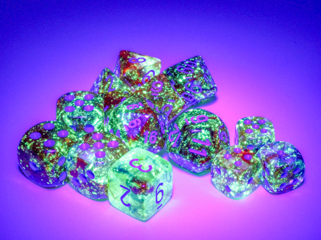 Nebula: 16mm d6 Primary/blue Luminary Dice Block (12 dice) from Chessex image 3