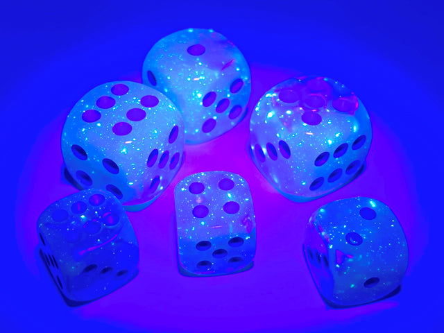 Gemini: 12mm d6 Pearl Turquoise-White/blue Luminary Dice Block (36 dice) from Chessex image 3