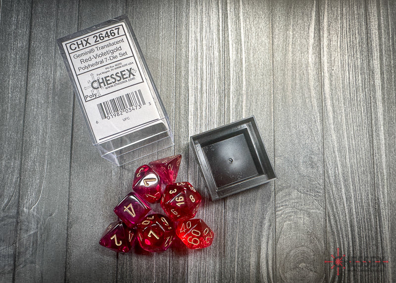 Gemini: Poly Translucent Red-Violet/gold 7-Die Set from Chessex image 3