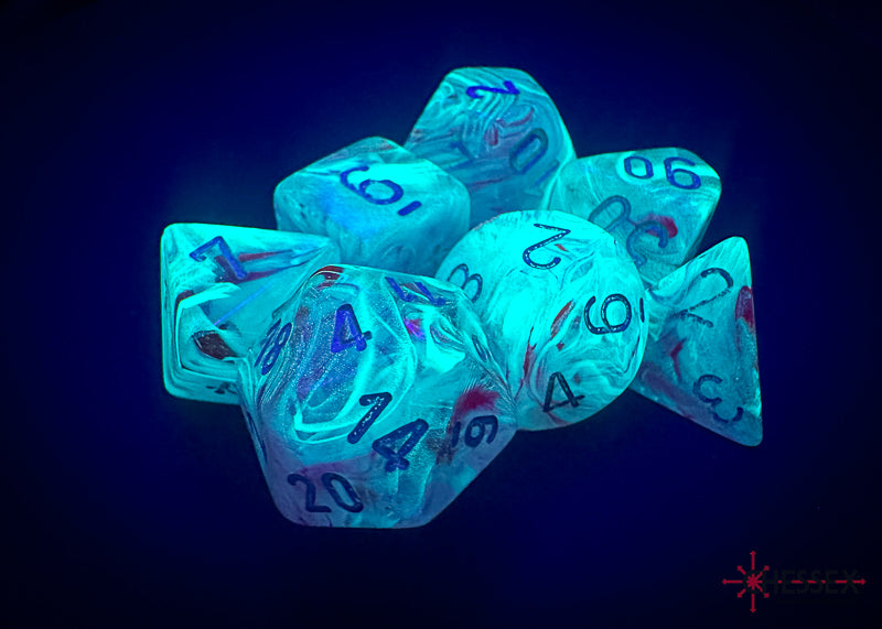 Dice Menagerie 9: Ghostly Glow Poly Pink/Silver (7) from Chessex image 4