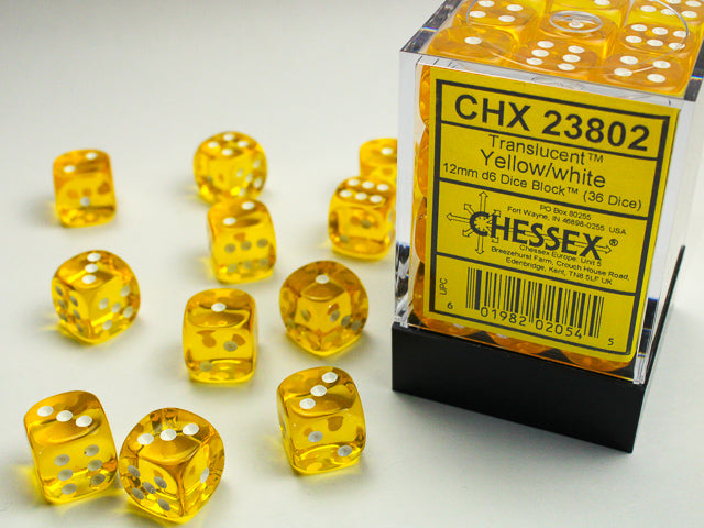 Translucent: 12mm D6 Yellow/White (36) from Chessex image 1