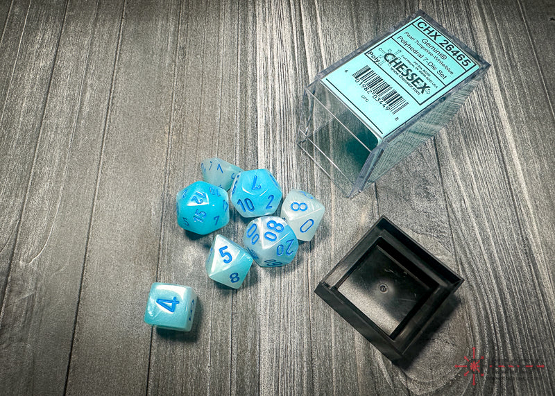 Gemini: Poly Pearl Turquoise-White/blue Luminary 7-Die Set from Chessex image 3