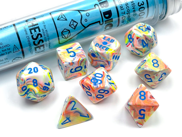 Lab Dice 5 Festive: Poly Kaleidoscope/blue (7) from Chessex image 1