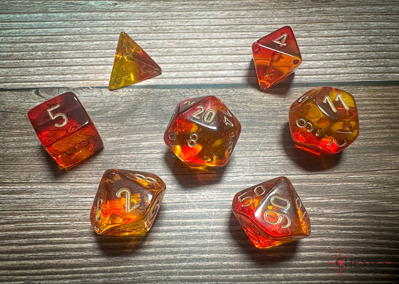 Gemini: Poly Translucent Red-Yellow/gold 7-Die Set from Chessex image 1