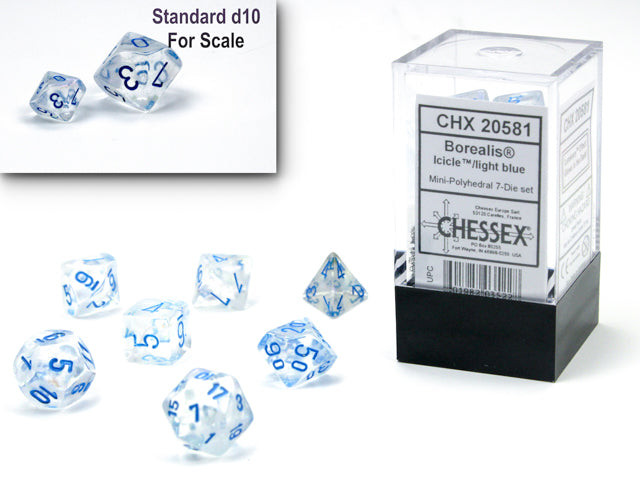 Borealis: Mini-Polyhedral Icicle/light blue Luminary 7-Die Set from Chessex image 1