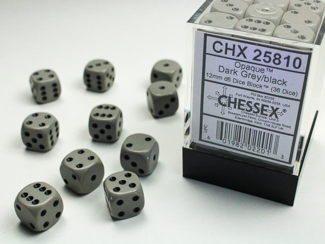 Opaque: 12mm D6 Grey/Black (36) from Chessex image 1