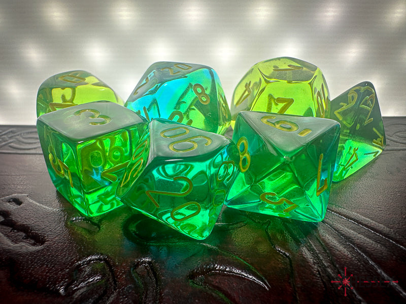 Gemini: Poly Translucent Green-Teal/yellow 7-Die Set from Chessex image 4