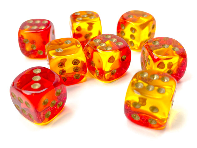 Gemini: 12mm d6 Translucent Red-Yellow/gold Dice Block (36 dice) from Chessex image 2
