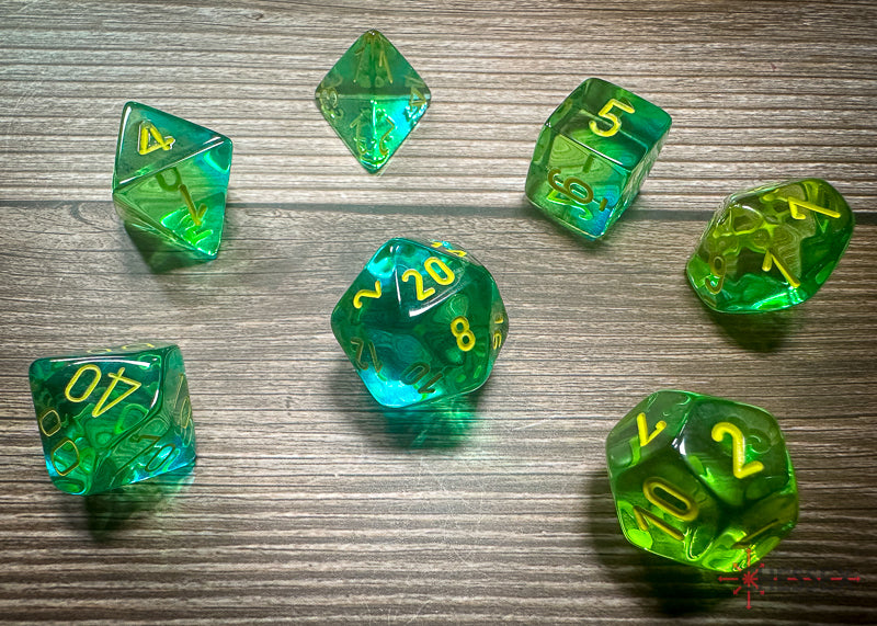Gemini: Poly Translucent Green-Teal/yellow 7-Die Set from Chessex image 1