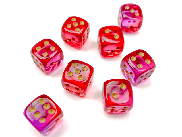 Gemini: 12mm d6 Translucent Red-Violet/gold Dice Block (36 dice) from Chessex image 2