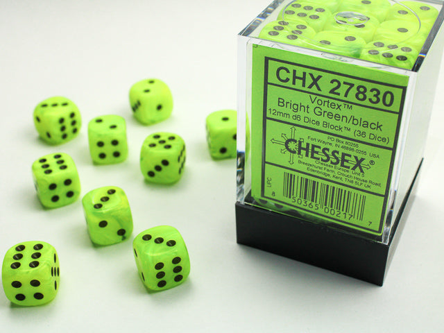 Vortex: 12mm D6 Bright Green/Black (36) from Chessex image 1