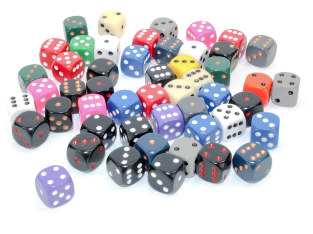 Opaque:12mm D6 With Pips Assorted Bag of Dice (50) from Chessex image 1