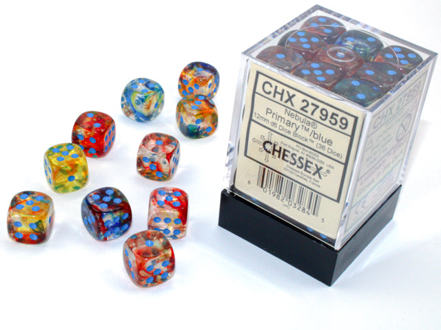 Nebula: 12mm d6 Primary/blue Luminary Dice Block (36 dice) from Chessex image 1